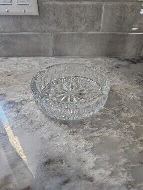 Vintage Princess House Highlights Lead Crystal 6" Round Ashtray Candle Holder